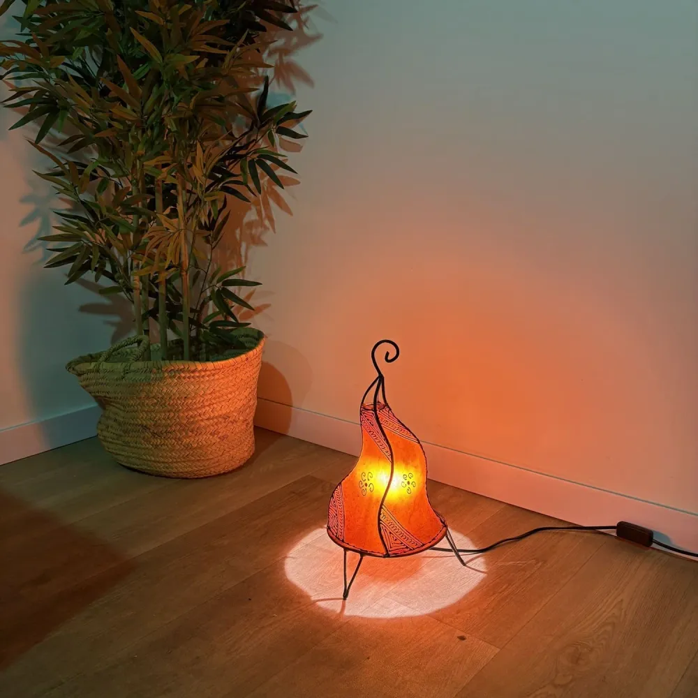Lampe Marrakech en Cuir Orange 35cm