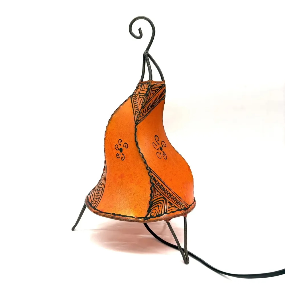Lampe Marrakech en Cuir Orange 35cm