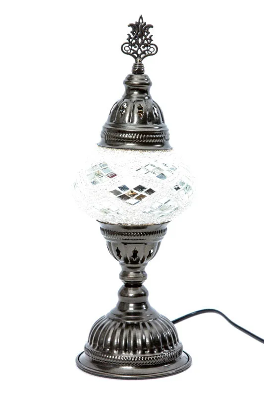 Lampe mosaïque blanche 13 x 13 x 30 cm