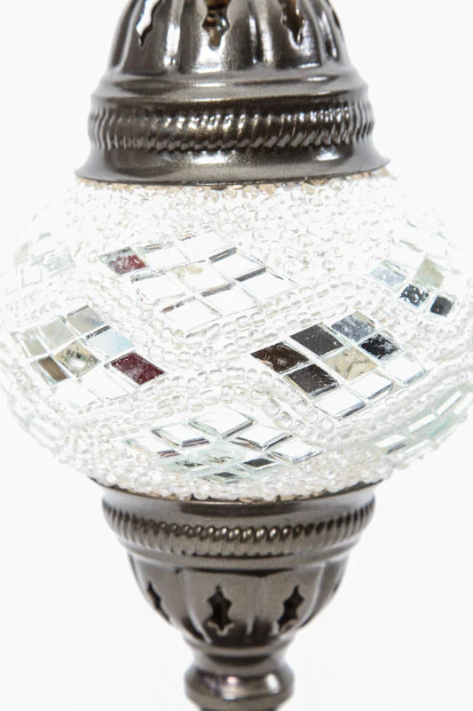 Lampe mosaïque blanche 13 x 13 x 30 cm