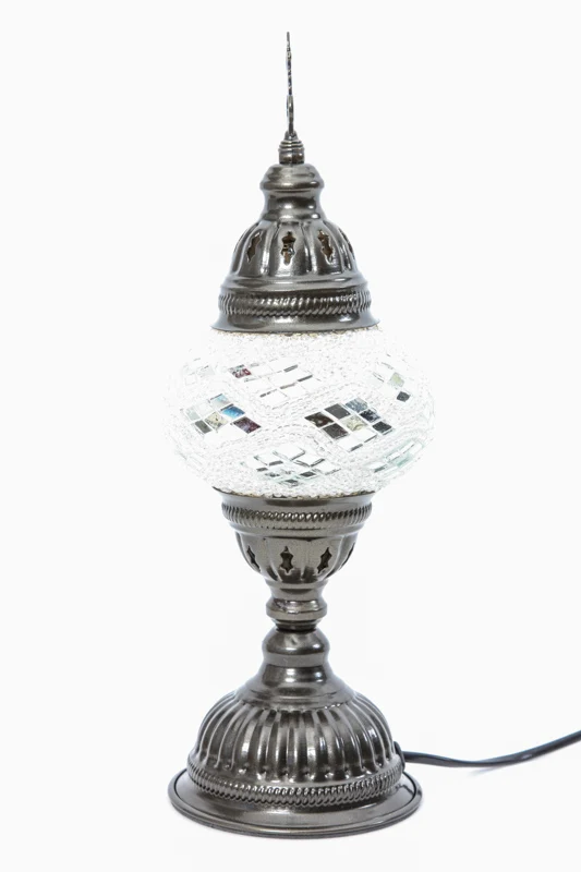 Lampe mosaïque blanche 13 x 13 x 30 cm