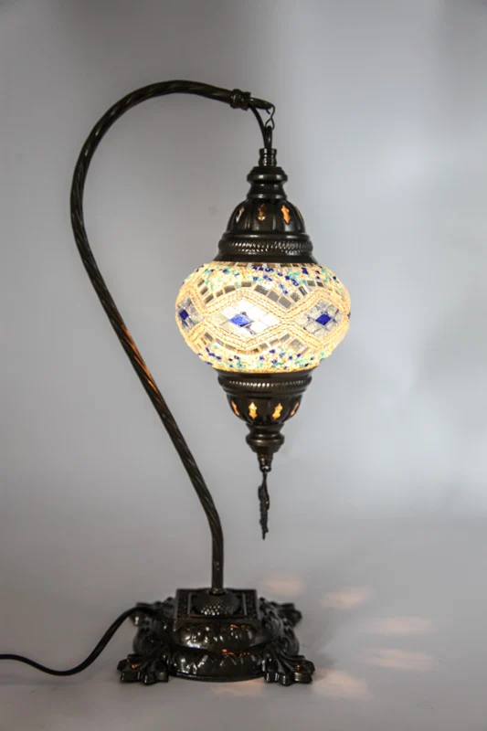 Lampe mosaïque bleue 22 x 22 x 44 cm