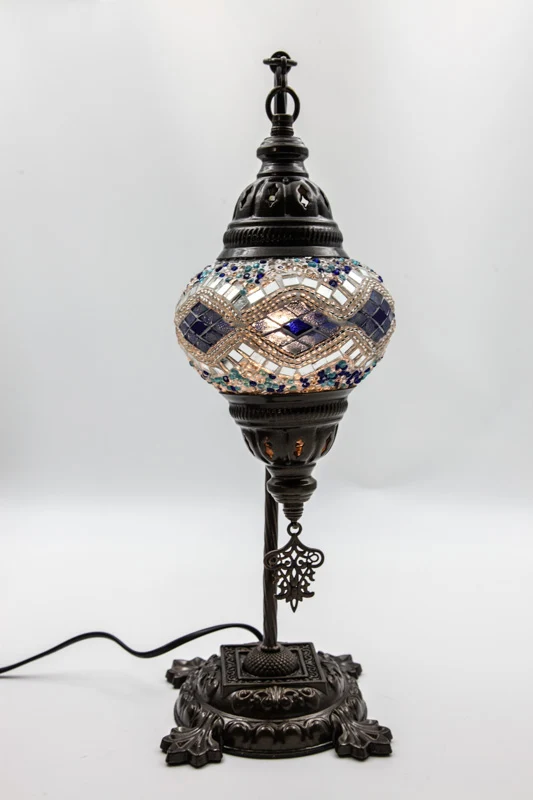 Lampe mosaïque bleue 22 x 22 x 44 cm