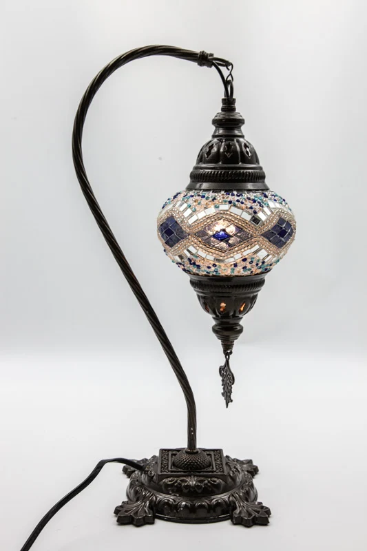 Lampe mosaïque bleue 22 x 22 x 44 cm