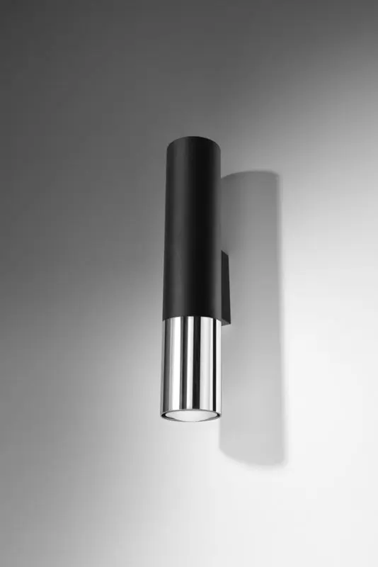 Lampe murale | Noir avec de l'argent à l'extérieur en dessous et au-dessus LED