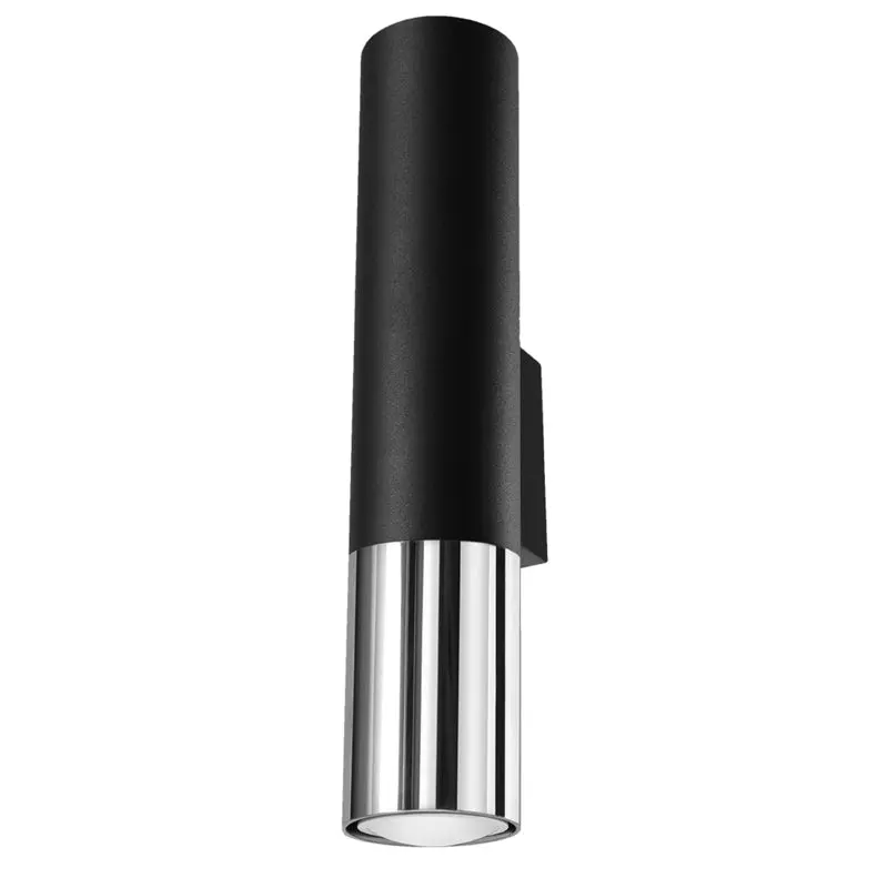 Lampe murale | Noir avec de l'argent à l'extérieur en dessous et au-dessus LED
