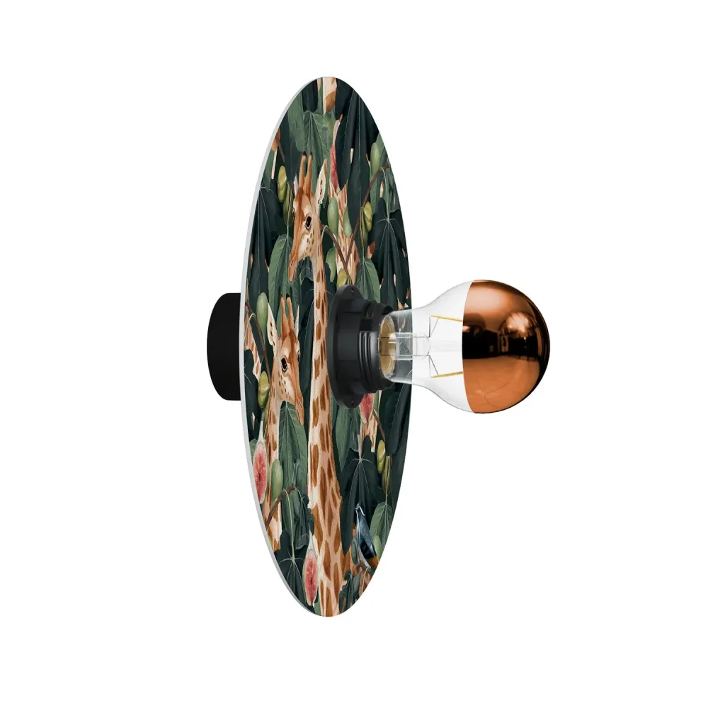 Lampe murale ou plafonnier avec abat-jour avec animaux de la jungle 'Wildlife Whispers' Animaux Girafes - Étanche IP44