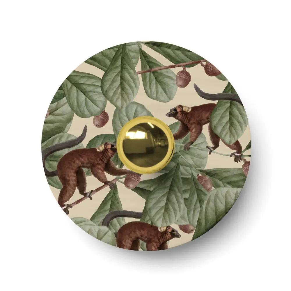 Lampe murale ou plafonnier avec abat-jour décoré d’animaux de la jungle « Wildlife Whispers » Lémuriens - Waterproof IP44