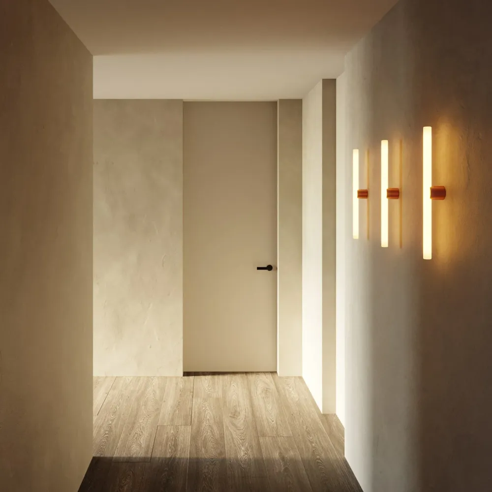 Lampe murale ou plafonnier en métal avec ampoule LED linéaire S14d - Cuivre satiné