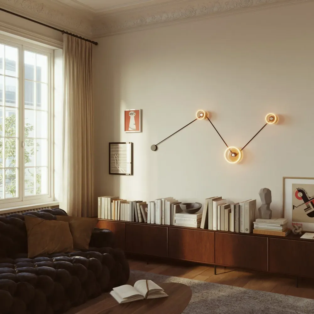 Lampe murale Spostaluce avec 3 ampoules Ghost et câble noir