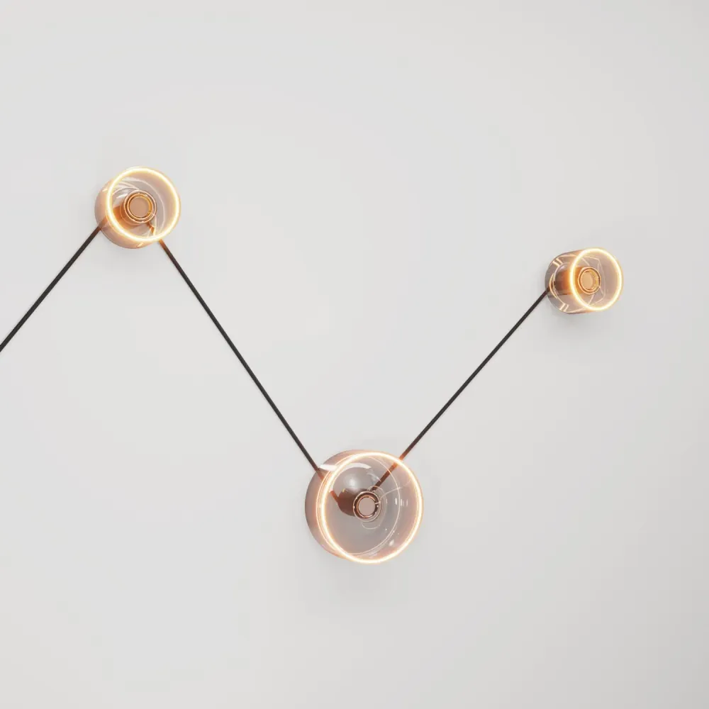 Lampe murale Spostaluce avec 3 ampoules Ghost et câble noir