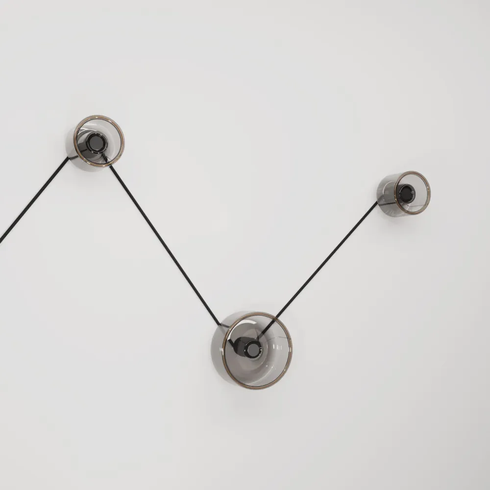 Lampe murale Spostaluce avec 3 ampoules Ghost et câble noir