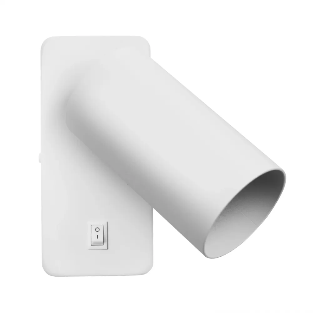 Lampe murale/applique Maclean, spot, rond, GU10, avec interrupteur 55x90mm, blanc, MCE369 W+Lampe LED GU10 7W Maclean Ener...