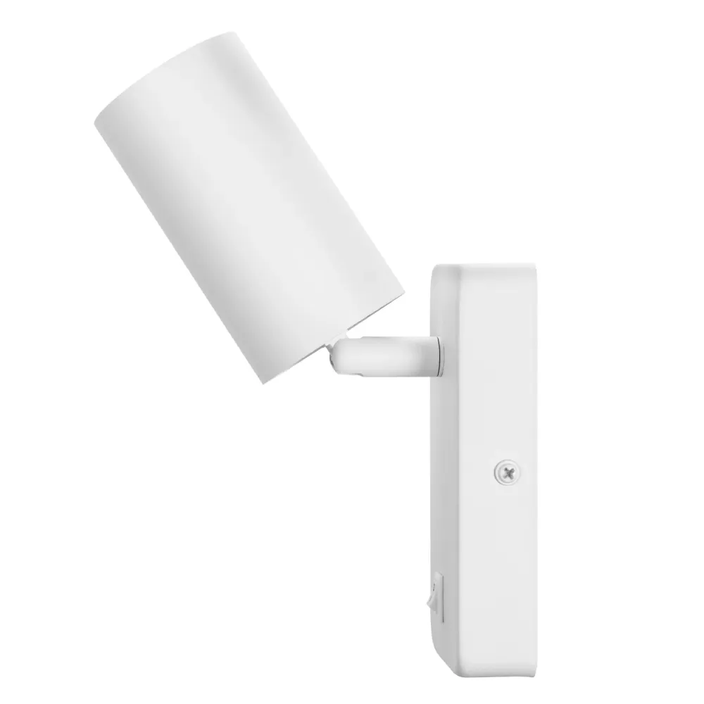 Lampe murale/applique Maclean, spot, rond, GU10, avec interrupteur 55x90mm, blanc, MCE369 W+Lampe LED GU10 7W Maclean Ener...