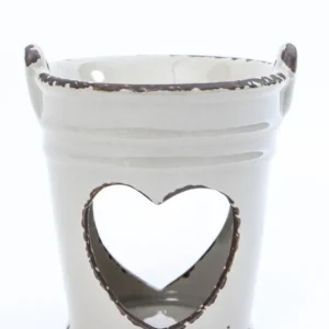Lampe à parfum avec coeur beige antique 12,5 cm