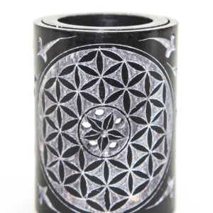 Lampe à parfum Fleur de Vie noire 7,5 cm