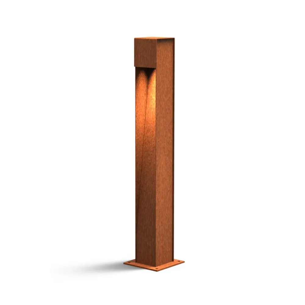 Lampe Pillar en acier Corten 10x10x80cm (LxPxH)