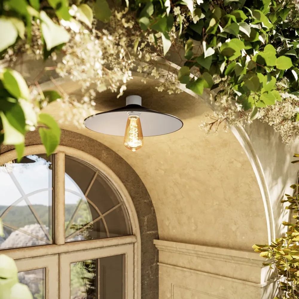 Lampe de plafond blanche avec abat-jour en métal Swing - Étanche IP44 - IO