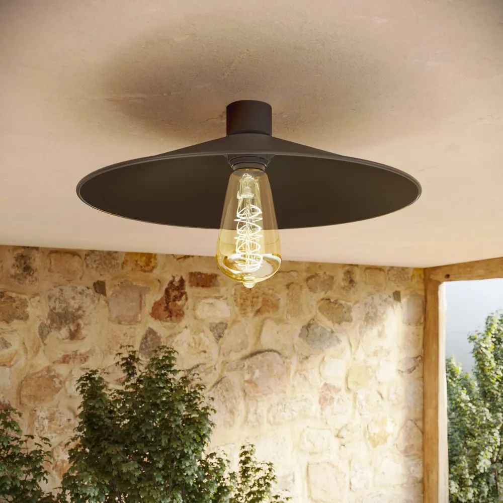 Lampe de plafond Noire avec abat-jour en métal Swing - Étanche IP44 - IO