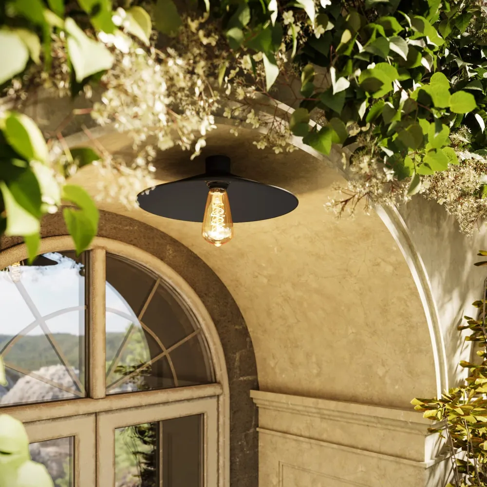 Lampe de plafond Noire avec abat-jour en métal Swing - Étanche IP44 - IO