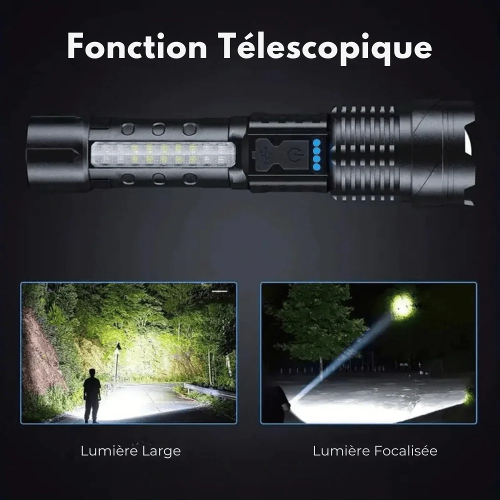 Lampe de Poche LED 5000 Lumens - Polyvalente et Puissante