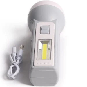 Lampe de poche 1W LED + 1W COB rechargeable grise
