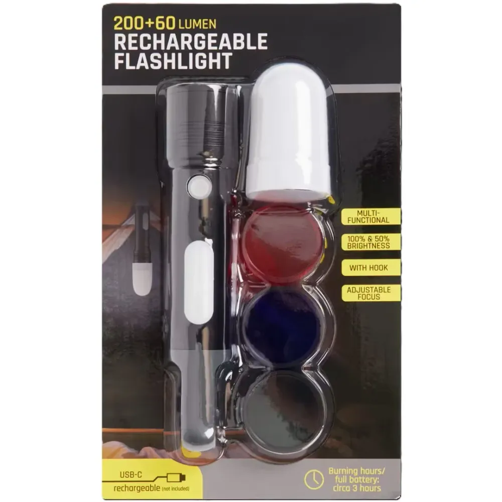 Lampe de poche rechargeable 200 + 60 lumens