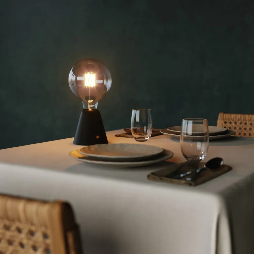 Lampe portable rechargeable Cabless01 avec ampoule globe G125 - Noir