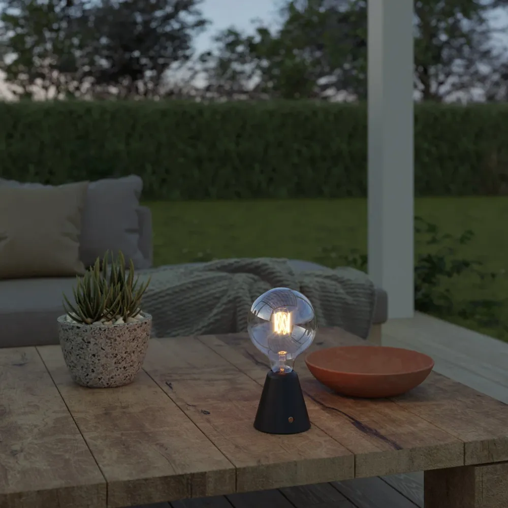 Lampe portable rechargeable Cabless01 avec ampoule globe G125 - Noir