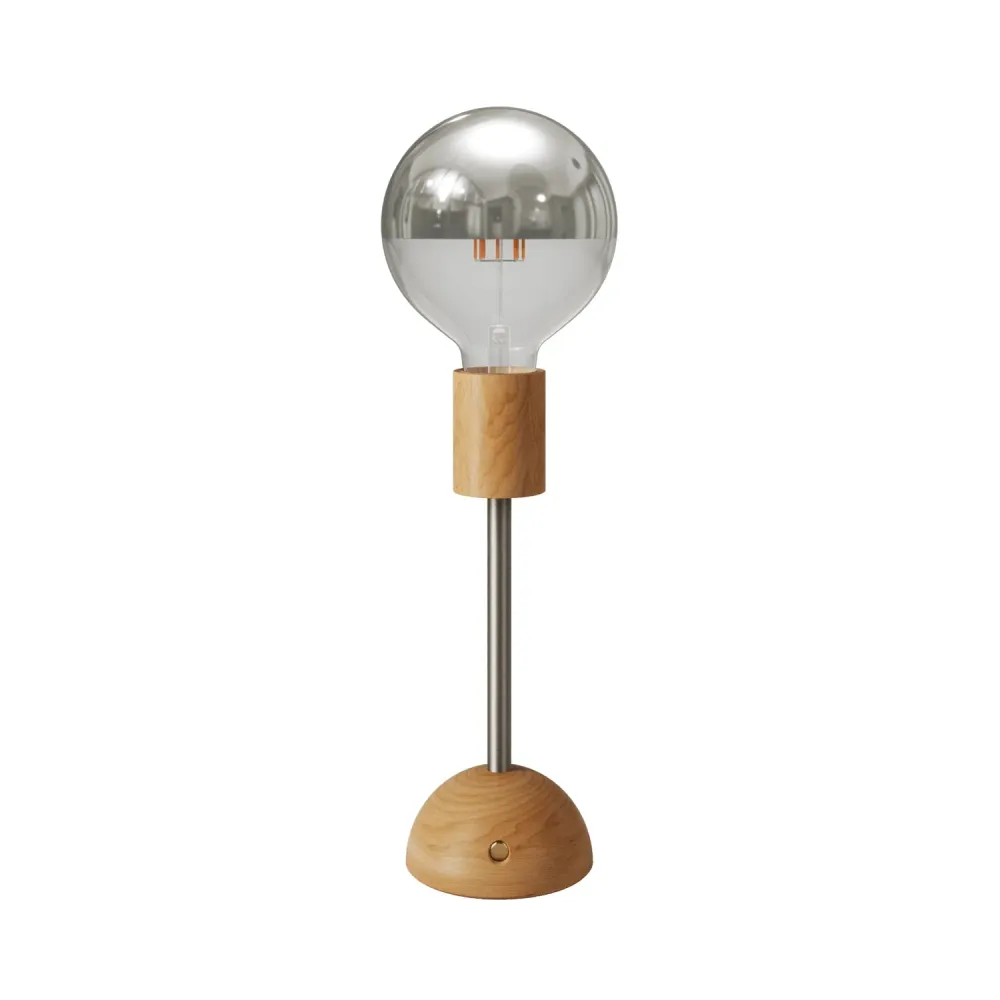 Lampe portable et rechargeable Cabless02 avec ampoule globe demi-sphère argent - Neutre