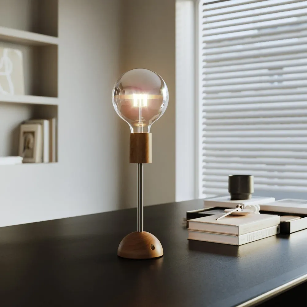 Lampe portable et rechargeable Cabless02 avec ampoule globe demi-sphère argent - Neutre