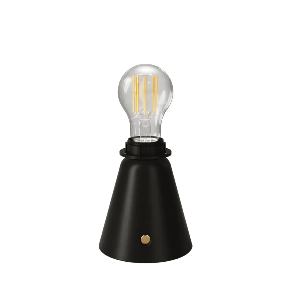 Lampe portable rechargeable Cabless11 avec ampoule goutte et prédisposition pour abat-jour - Noir