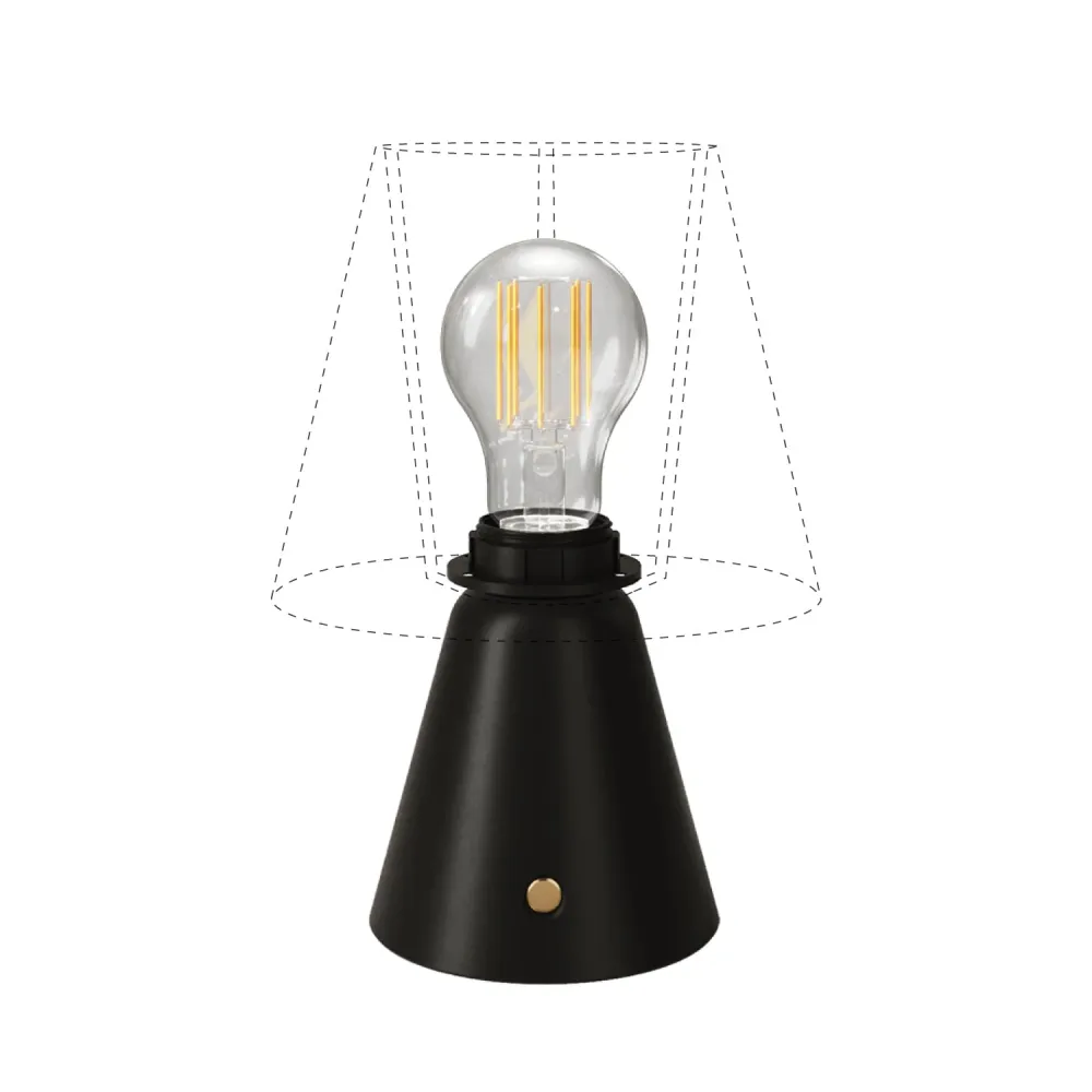 Lampe portable rechargeable Cabless11 avec ampoule goutte et prédisposition pour abat-jour - Noir
