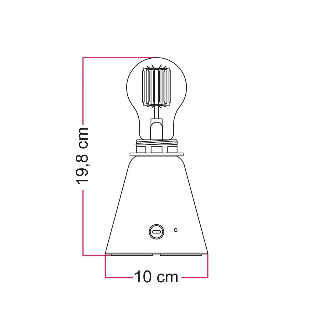 Lampe portable rechargeable Cabless11 avec ampoule goutte et prédisposition pour abat-jour - Noir