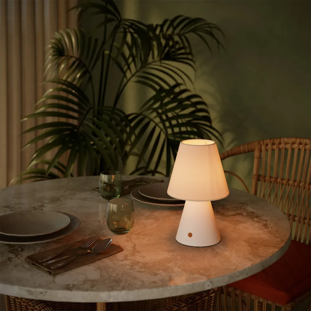 Lampe portable rechargeable Cabless11 avec ampoule goutte et abat-jour - Blanc