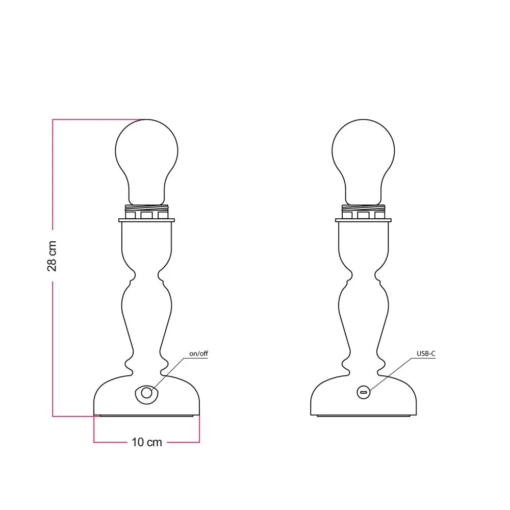 Lampe portable rechargeable Cabless14 avec ampoule goutte et prédisposition pour abat-jour - Neutre