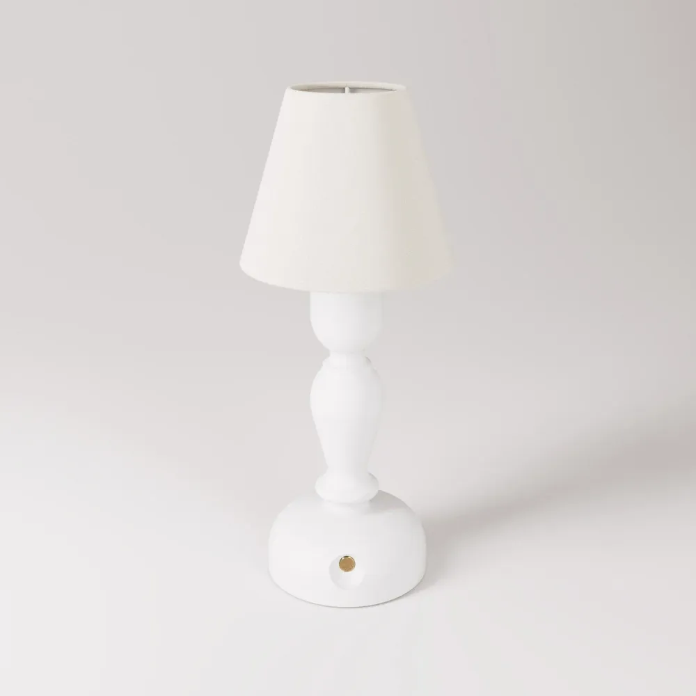 Lampe portable rechargeable Cabless14 avec ampoule goutte et abat-jour - Blanc