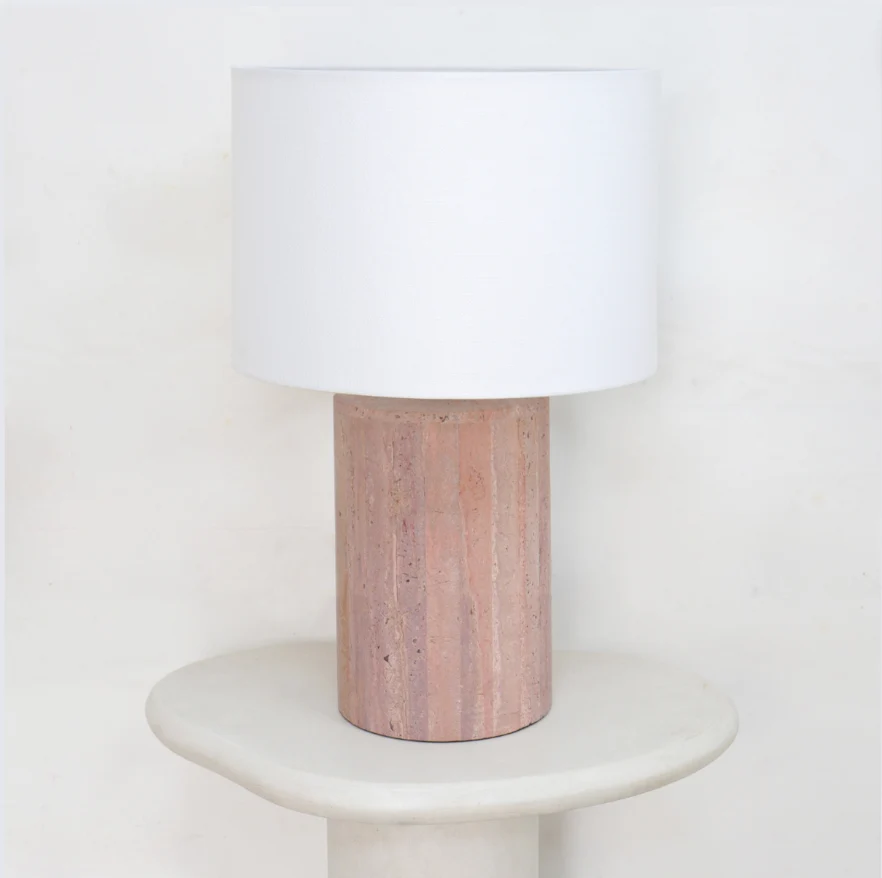Lampe à poser - Auch - Travertin - Rose - H54,5 cm