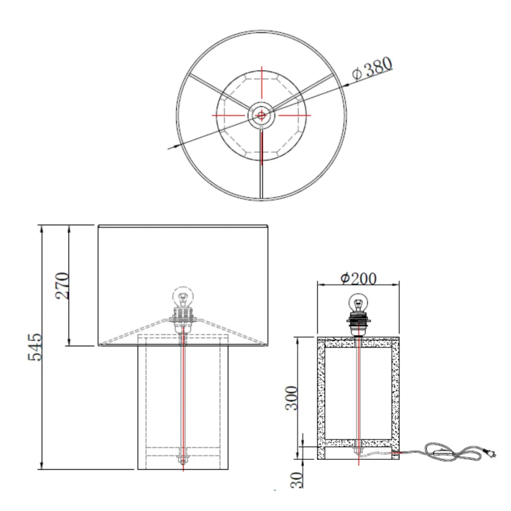 Lampe à poser - Auch - Travertin - Rose - H54,5 cm