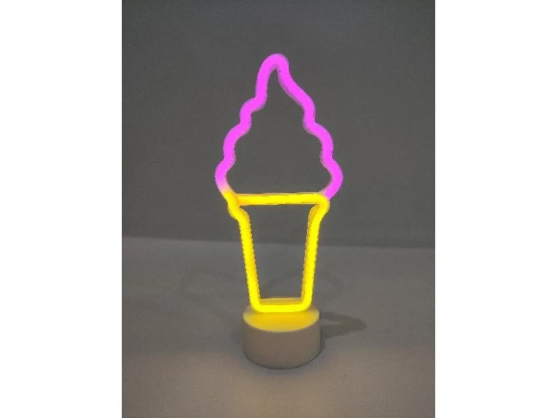 Lampe à poser LED Neon Shine - Glace rose et jaune - RF Distribution