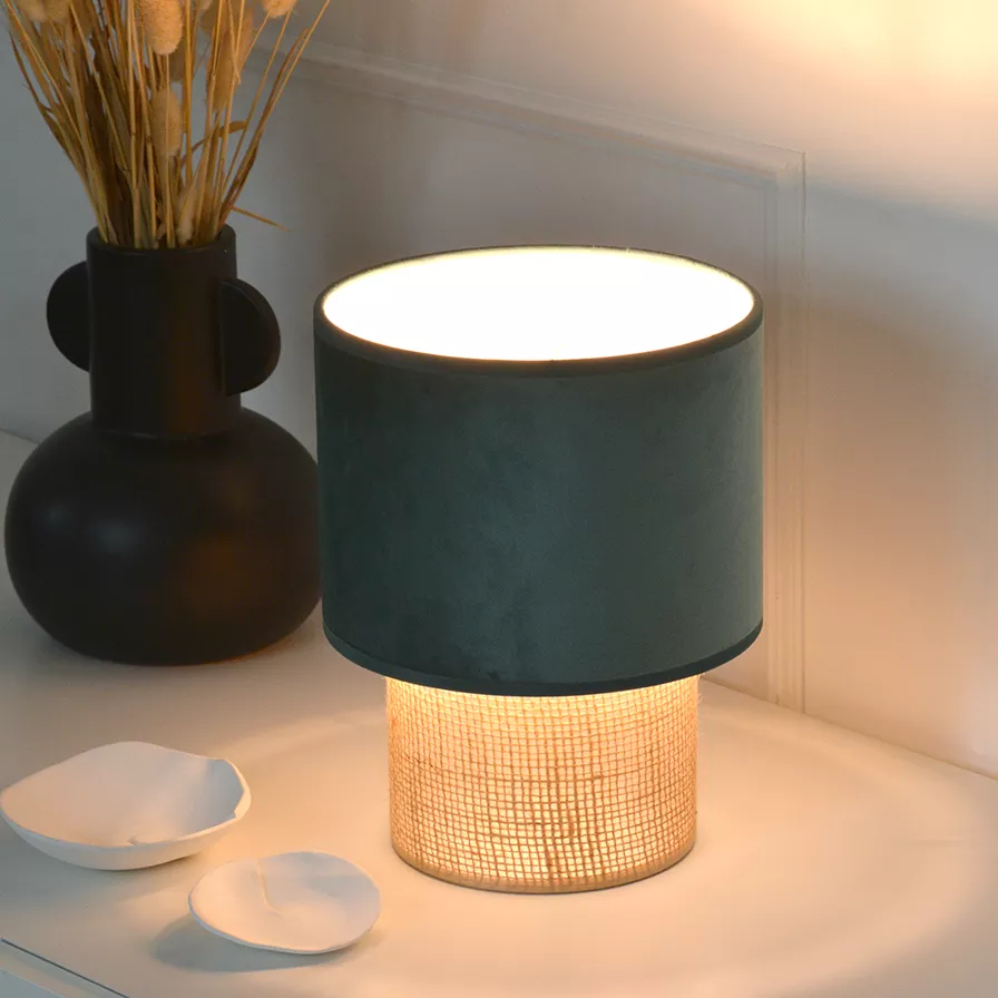 Lampe à poser Marcia - velours Vert - 22cm