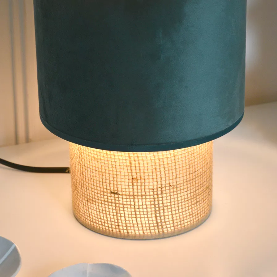 Lampe à poser Marcia - velours Vert - 22cm