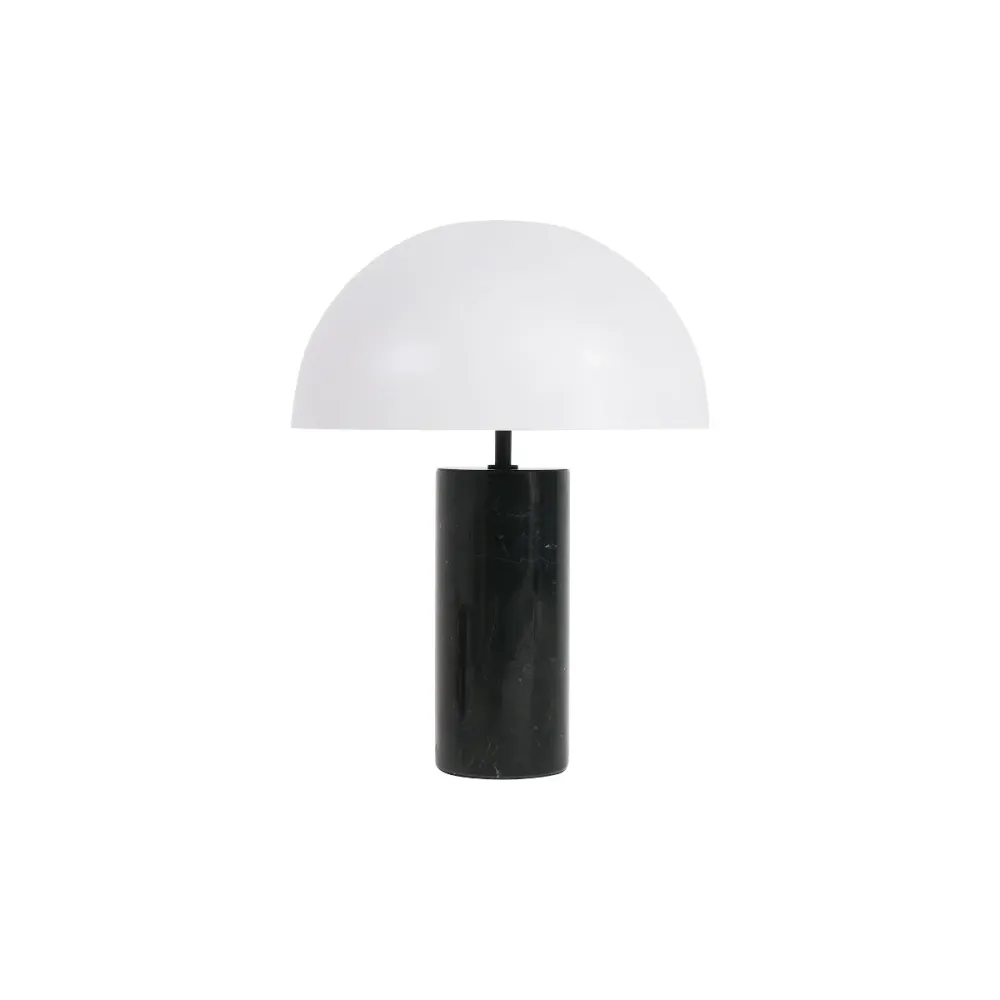 Lampe à poser Mia - Base Marbre Blanche - Noir - Ø40/H55
