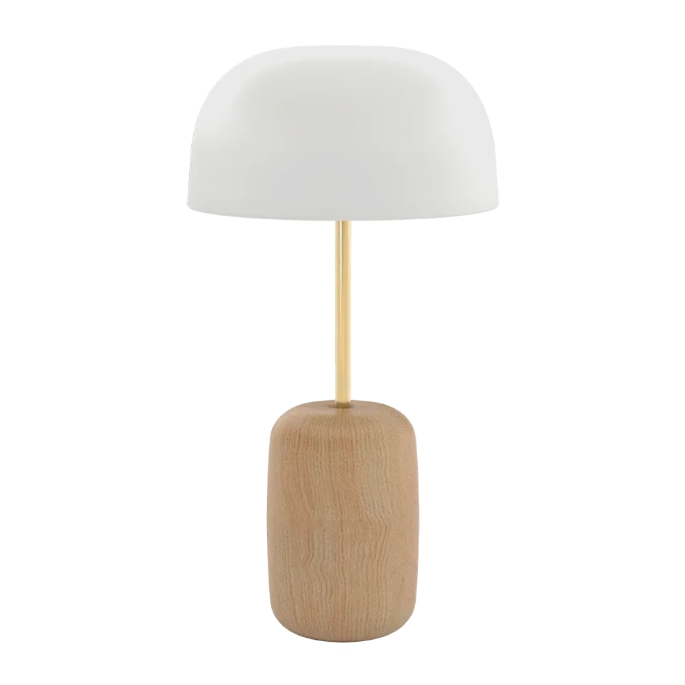 Lampe à poser Nina, pied frêne, abat-jour blanc