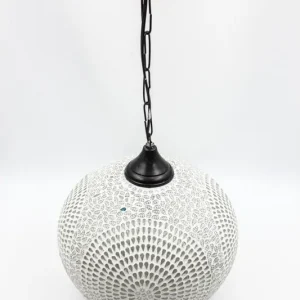 Lampe ronde blanche à motifs 35 cm