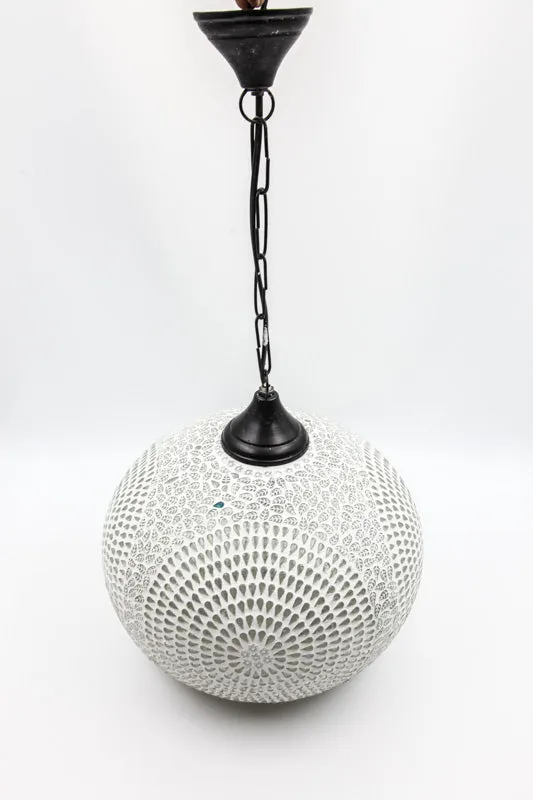 Lampe ronde blanche à motifs 35 cm