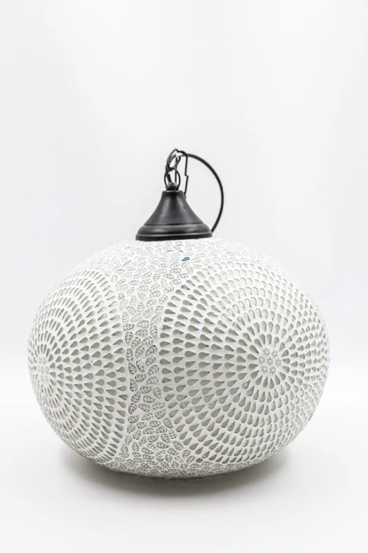 Lampe ronde blanche à motifs 35 cm