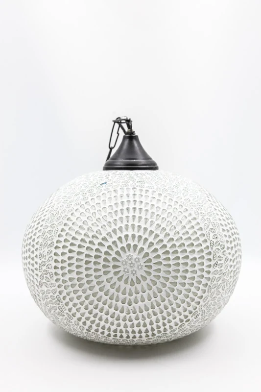 Lampe ronde blanche à motifs 35 cm