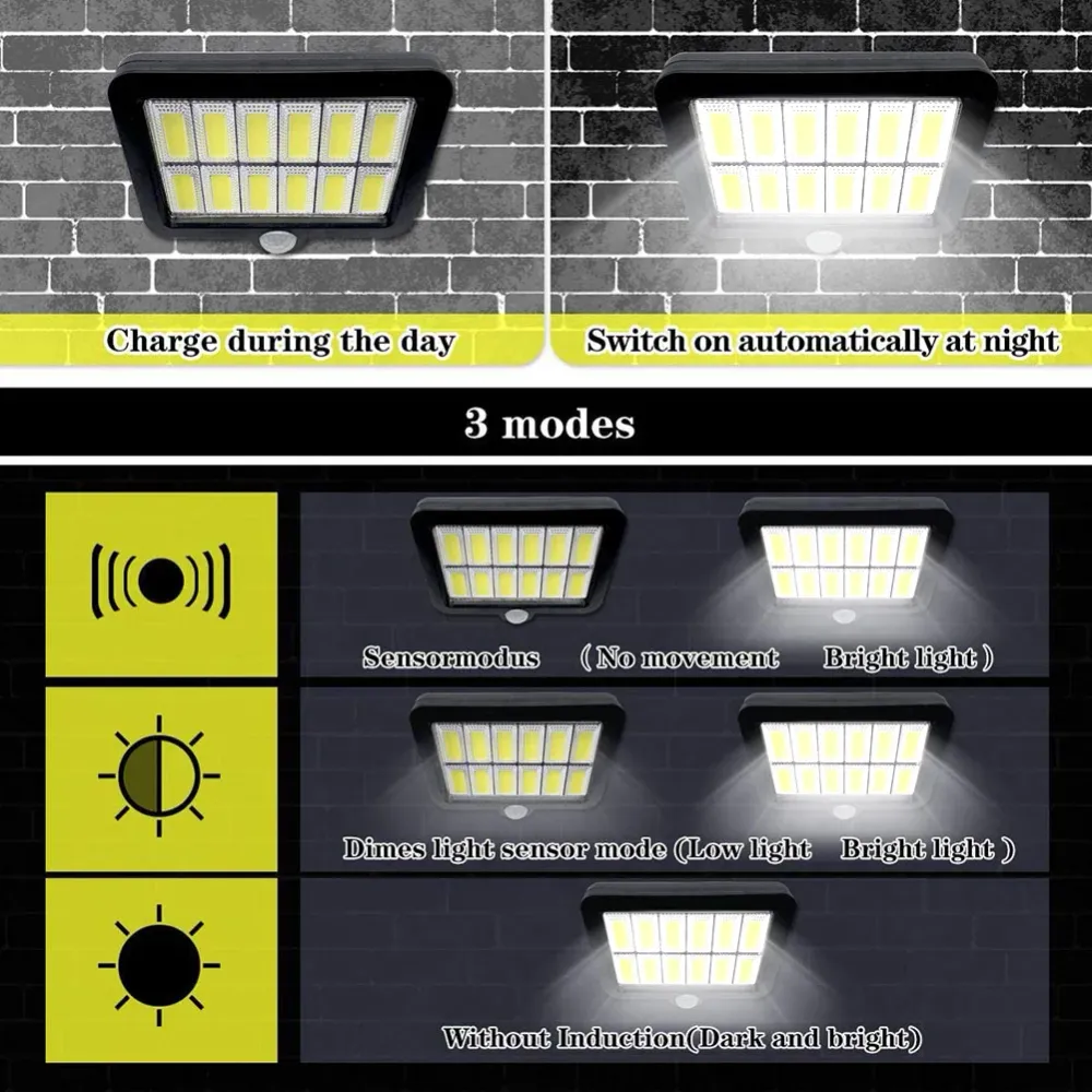 Lampe Solaire 106LED Applique Murale Étanche