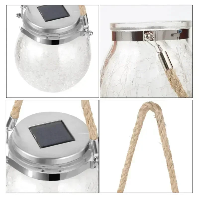 Lampe solaire d'extérieur à LED en verre fissuré